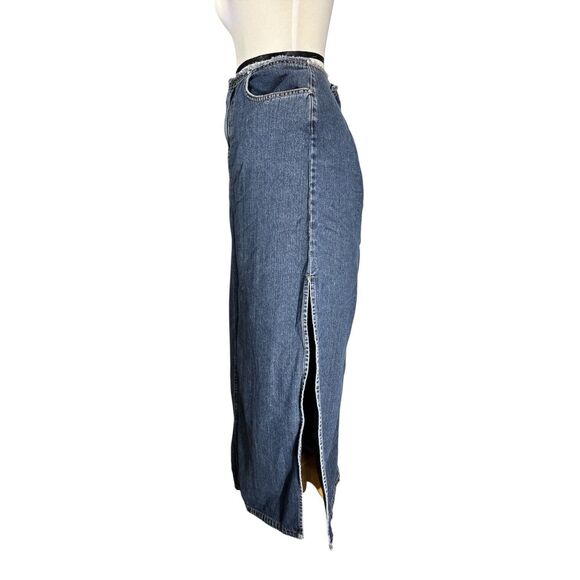 Bubblegum Y2K Denim Jean Maxi Skirt Sz 7/8 Grunge Punk Side Slits USA Made - Picture 2 of 6